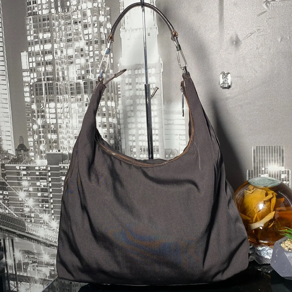 Authentic Gucci Leather & Nylon Shoulder Bag